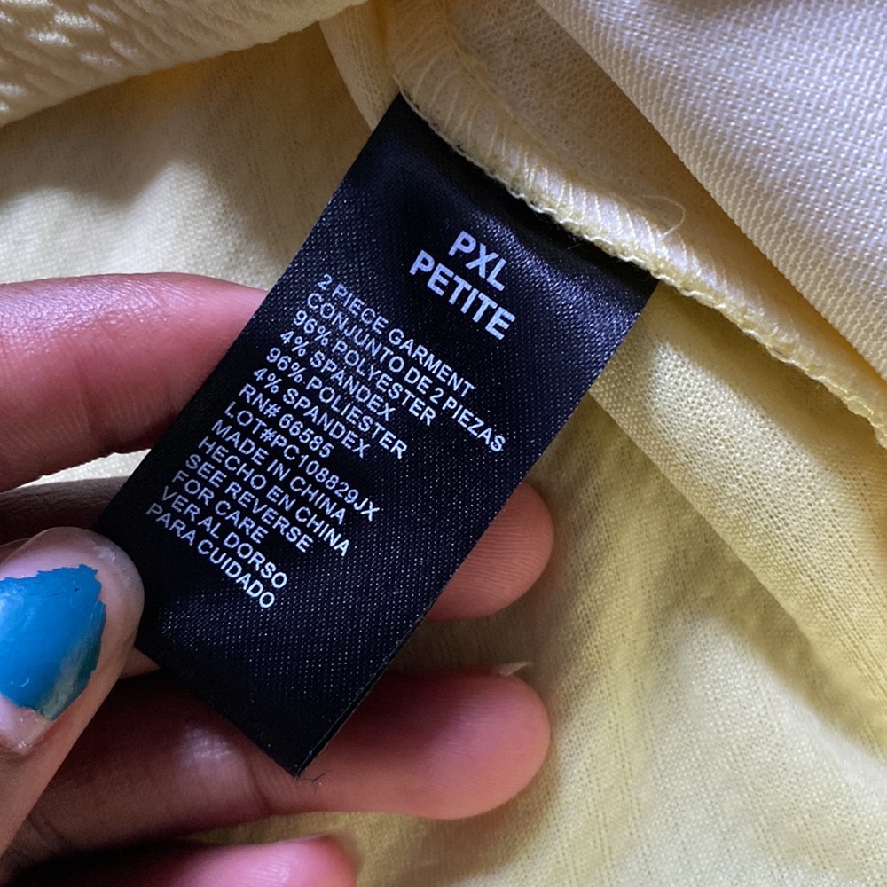 Perceptions Yellow Cropped Blazer Short Sleeve Front Zip Texture Jacket SIZE XLP - Picture 4 of 5